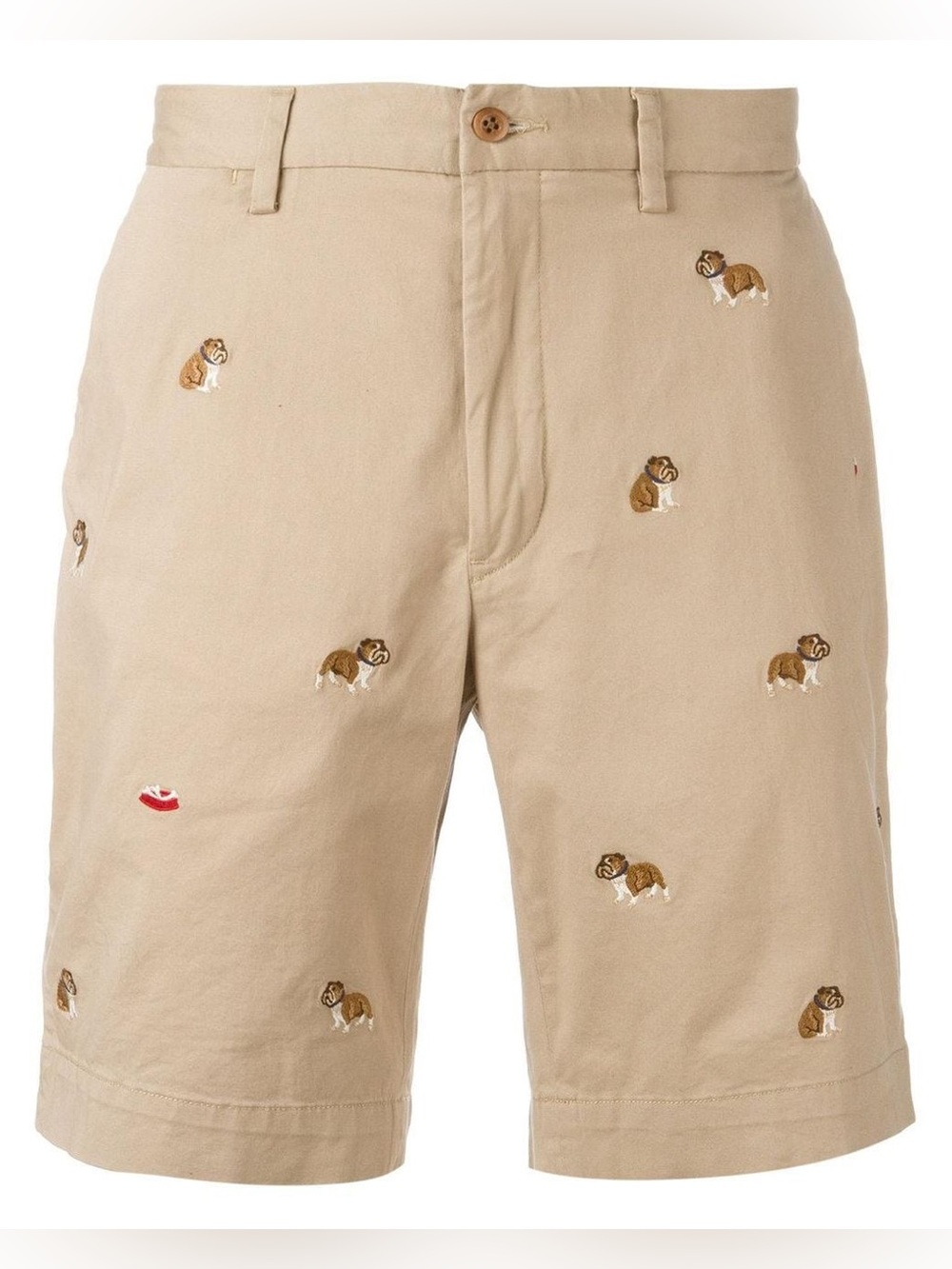 Polo by Ralph Lauren Khaki Bulldog Embroidered Flat-Front Shorts
